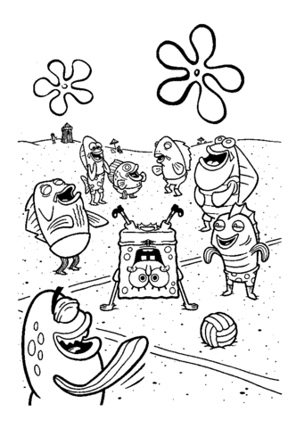 Spongebob Upside Down  Coloring Page